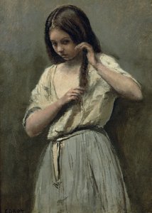Nuori tyttö wc:ssä tekijältä Jean Baptiste Camille Corot